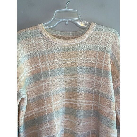 Lou & Grey Plaid Wool Alpaca Blend Sweater Beige Pink Neutral Academia Tunic Med - Picture 7 of 16